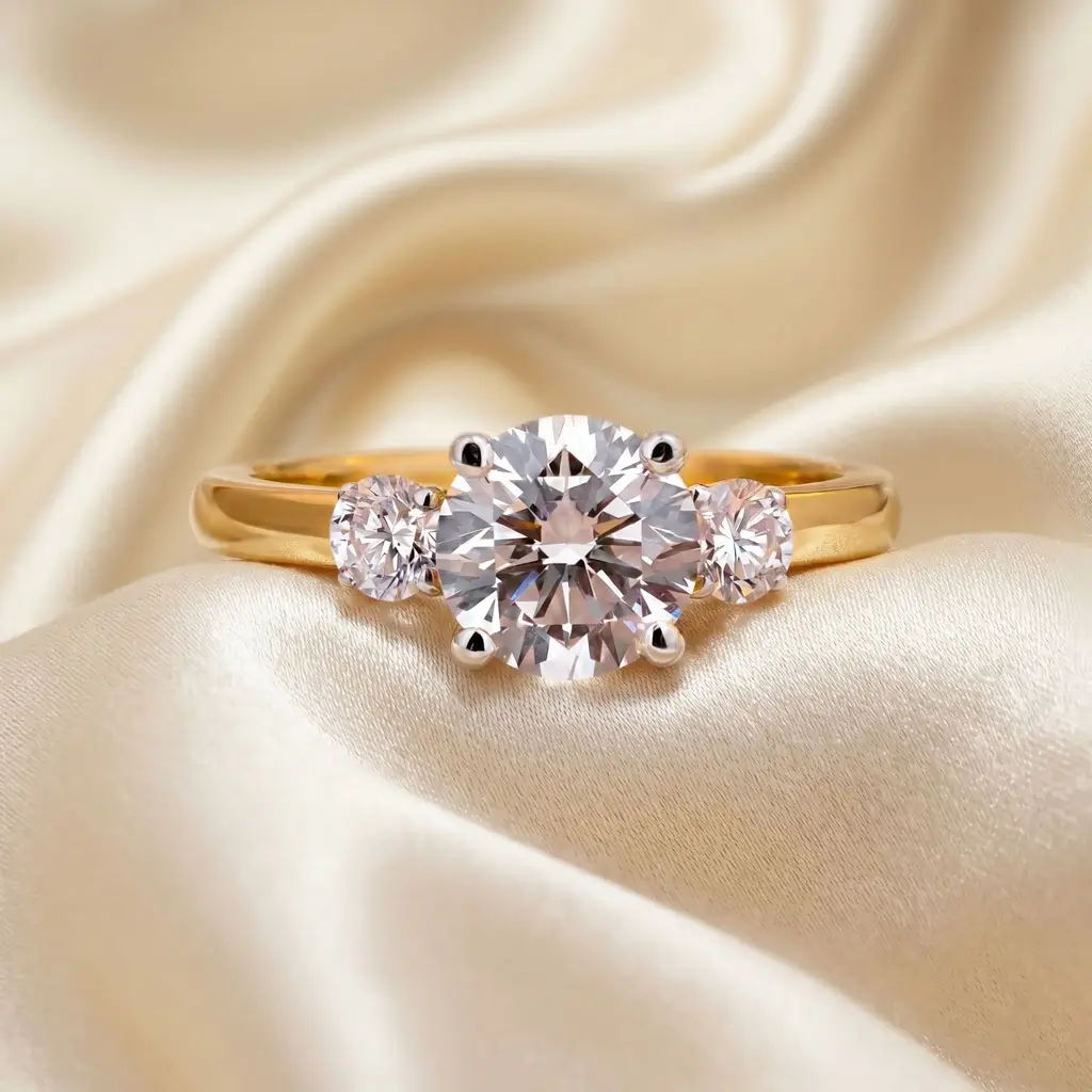 Heart of Pureness trilogy lab grown diamond ring featuring three brilliant stones in 925 sterling silver
