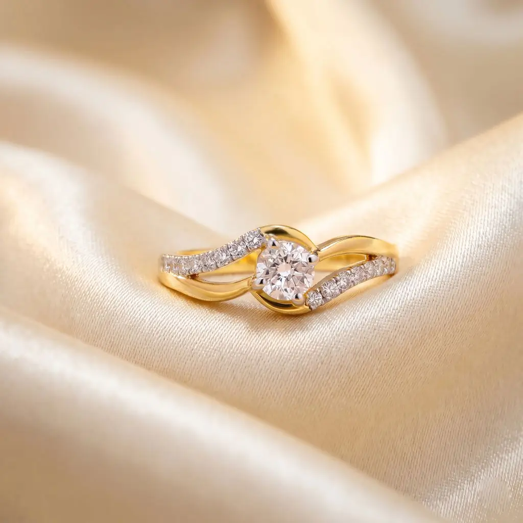Twisted Elegance lab grown diamond ring with pavé setting and twisted band design in 925 sterling silver